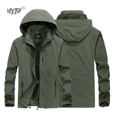 Fashion Men's Casual Windbreaker Jackets Hooded Jacket Man Waterproof Outdoor Soft Shell Winter Coat Clothing Warm Plus Size