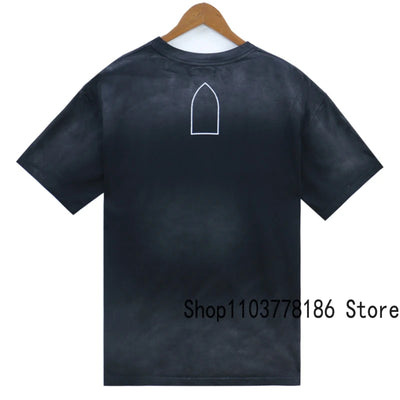 Men's Clothing Who Decides War T-shirts American Street Loose Washed Black Do Old Tops Breathable Cotton WDW Short Sleeve