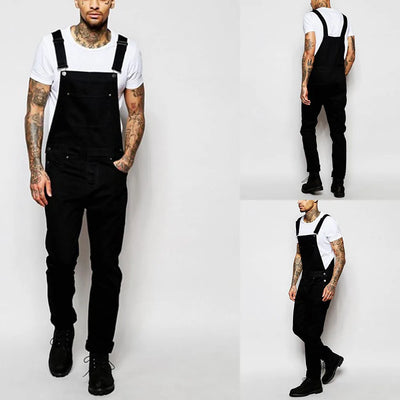 Kakan - New European and American Black Jeans with Straps for Men's Clothing, Popular Youth Suspender Long Jumpsuit K34-711