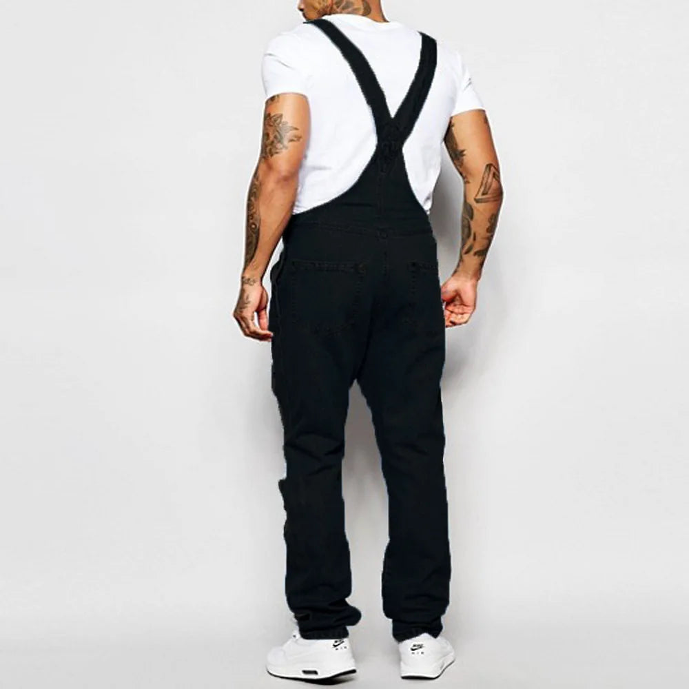 Kakan - New European and American Black Jeans with Straps for Men's Clothing, Popular Youth Suspender Long Jumpsuit K34-711