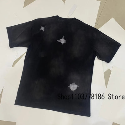 Men's Clothing Who Decides War T-shirts American Street Loose Washed Black Do Old Tops Breathable Cotton WDW Short Sleeve