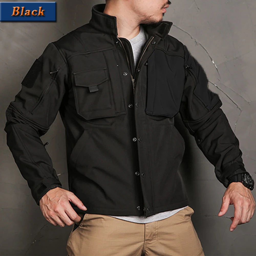 Windproof Waterproof Biker Suit Men Tactical Jacket Pants Sets Winter Shark Skin  Soft Shell Uniform Warm Fleece Coats