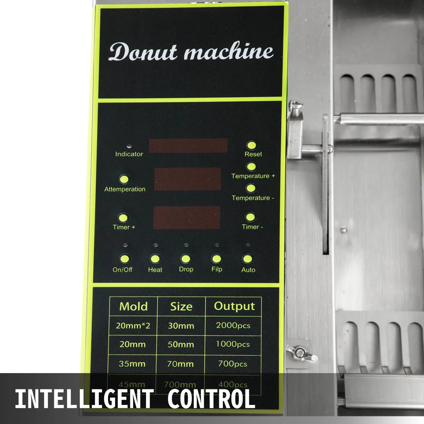 VEVOR Commercial Automatisk Donut Maker Machine 7L Hopper Rostfritt stål Donut Maker 3 storlekar Formar Fritös Köksapparater