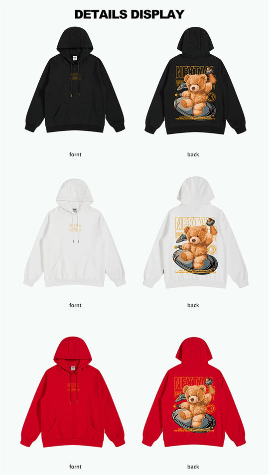 Autumn Men Hip Hop Bear Graphic Hoodie 2022 Cartoon Casual Oversized Hoodies Streetwear Fashion Sweatshirts Japanese y2k Clothes