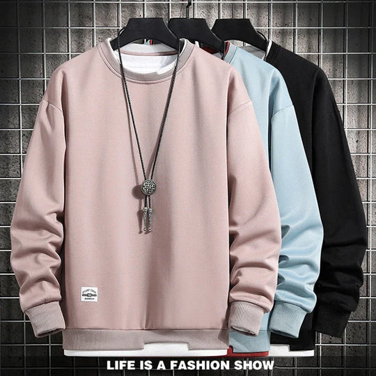 New Fashion Mens Casual Sweatshirts Long Sleeve  O-Neck Style Male Sweatshirt Spring Breathable Fitness Tee