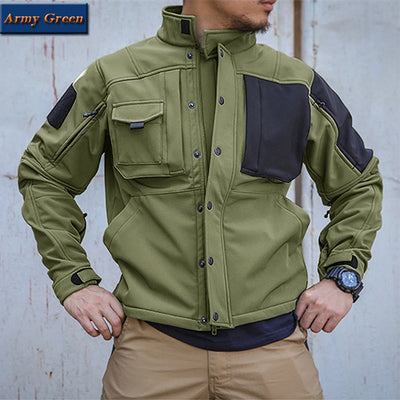 Windproof Waterproof Biker Suit Men Tactical Jacket Pants Sets Winter Shark Skin  Soft Shell Uniform Warm Fleece Coats