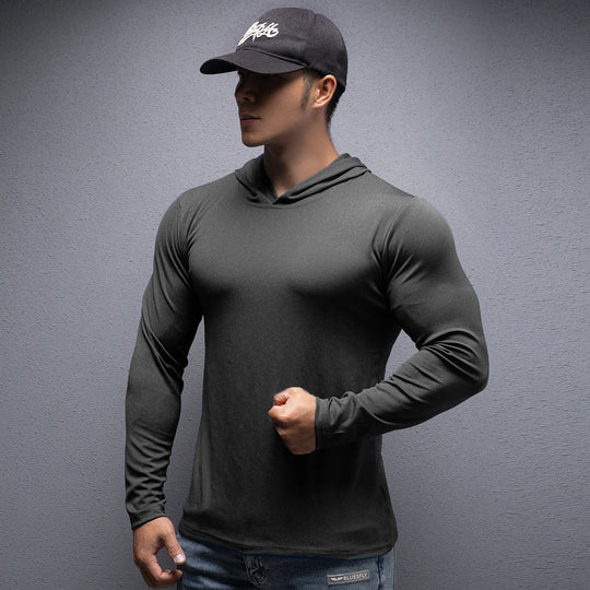 Vår höst Fitness T-shirt Herr Långärmad Snabbtorkande GYM Tight Sport Tunn Topp Tränings T-shirt herr hoodie sportkläder