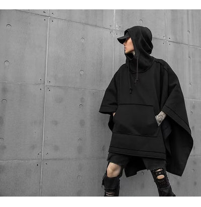 ARENS Techwear Black Oversized Hoodies Sweatshirt Baggy Trench Coat Anorak Men Goth Punk Japanese Streetwear Hip Hop Gothic