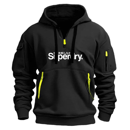 Mode Frühjahr und Herbst neue Herren-Markenkleidung Hoodie Multi-Pocket-Reißverschluss lose beiläufige europäische Größe Pullover Hoodie