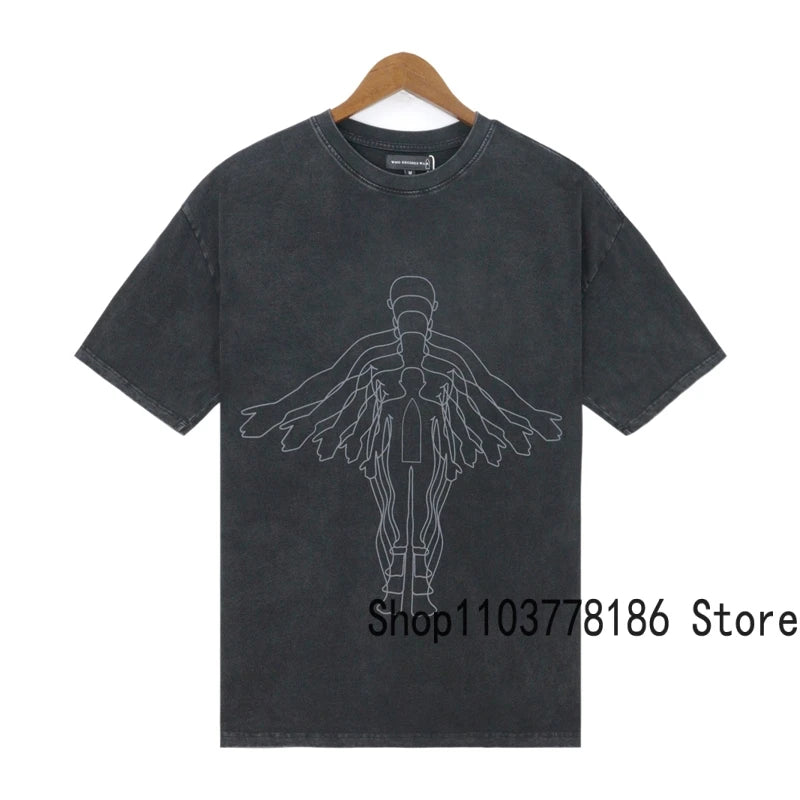 Men's Clothing Who Decides War T-shirts American Street Loose Washed Black Do Old Tops Breathable Cotton WDW Short Sleeve