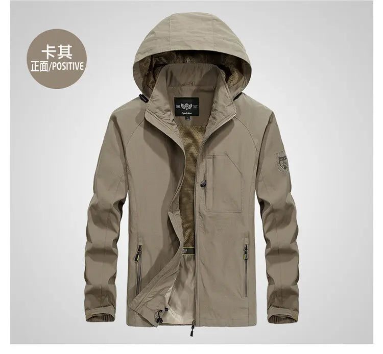 Fashion Men's Casual Windbreaker Jackets Hooded Jacket Man Waterproof Outdoor Soft Shell Winter Coat Clothing Warm Plus Size