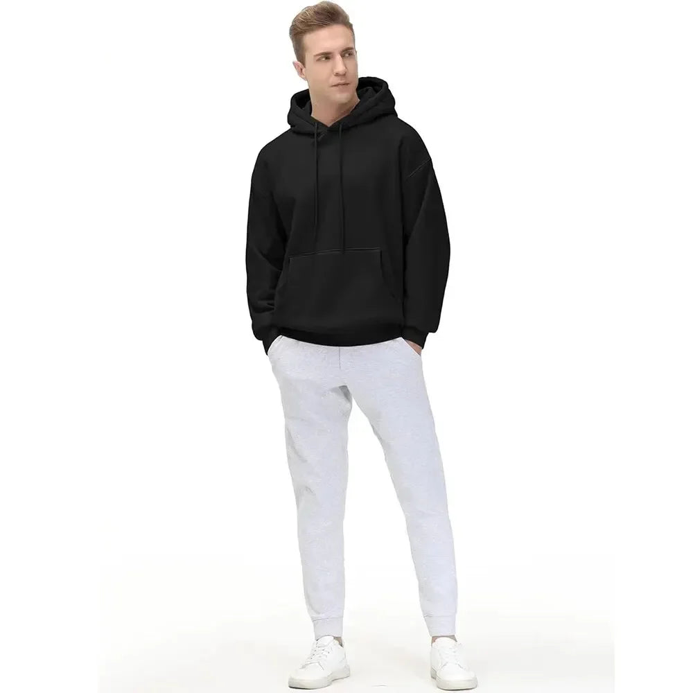 Vår/höst Vanliga svarta/grå huvtröjor för män och damer Street wear Running sweatshirts Casual lösa huvtröjor