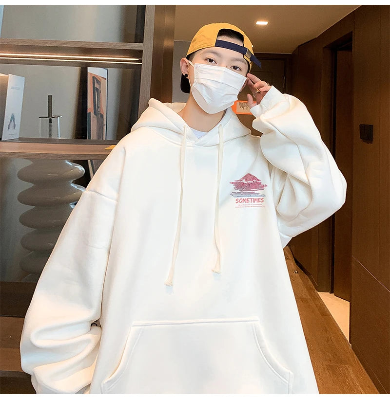 Men's Oversized Hoodie White With Hat 5XL Plain Hoodies Oversize for Men Fashion Print Man Casual Wear Hoody Male Sweatshirt