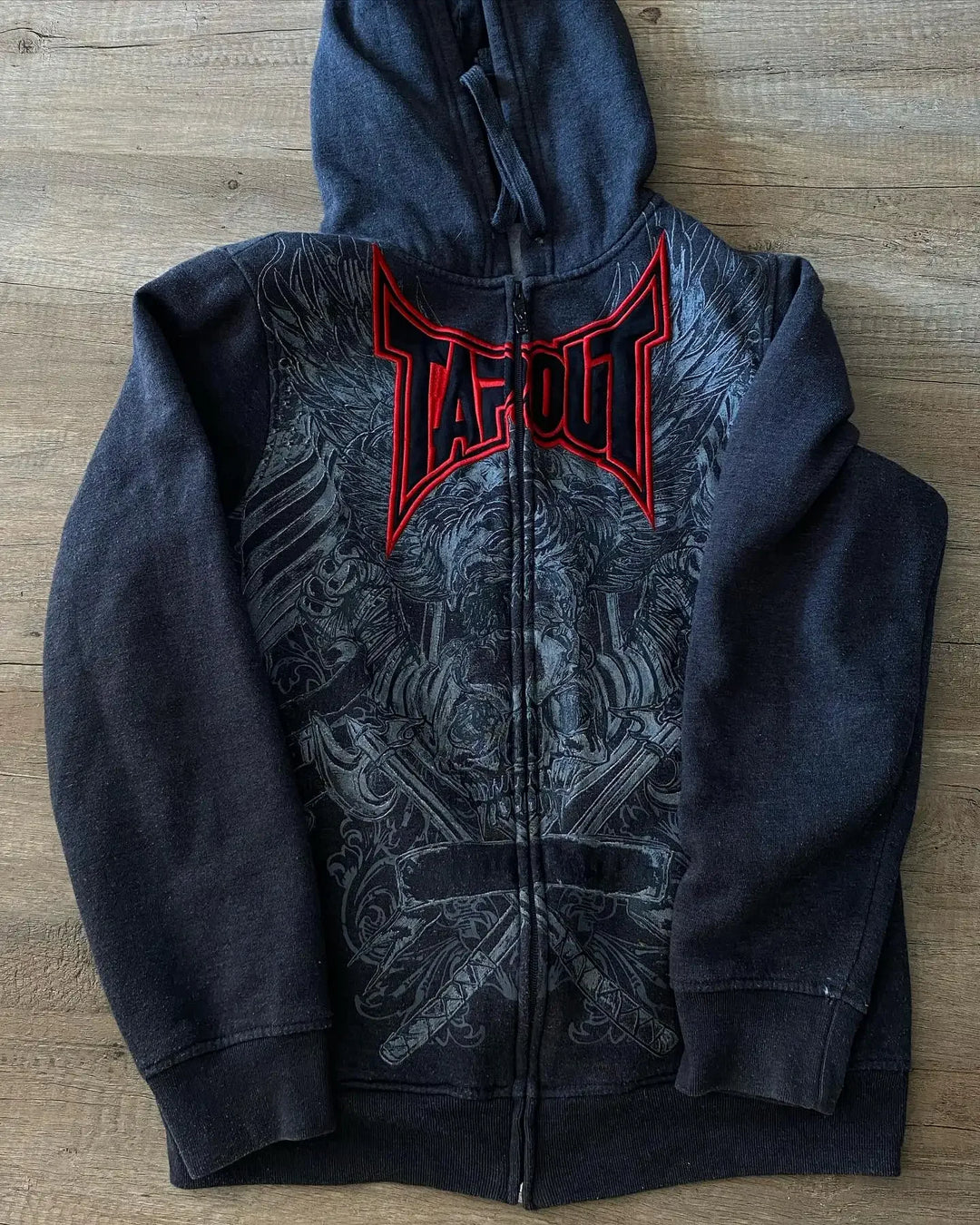 Retro grafiskt tryck Tapout Zipper Hoodie Y2K Sweatshirt Dam Herr Hip Hop Letter Oversized Hoodie Jacka Kläder Streetwear