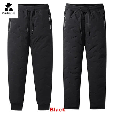 Winter Zip Pockets Thicken Fleece Sweatpants Men Joggers Black Grey Down Cotton Warm Pants Male Water Proof Thermal Trousers 7XL