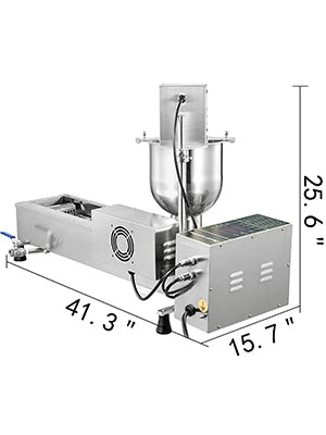 VEVOR Commercial Automatisk Donut Maker Machine 7L Hopper Rostfritt stål Donut Maker 3 storlekar Formar Fritös Köksapparater