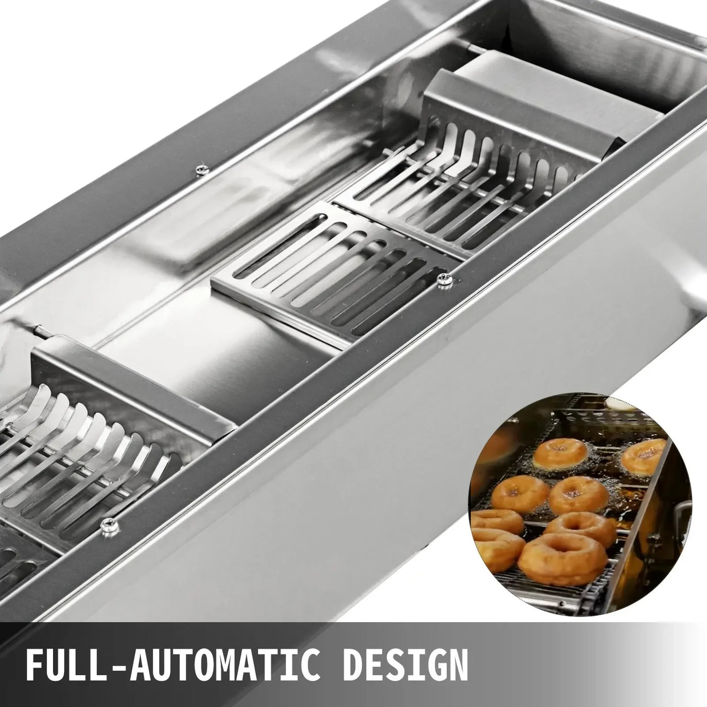 VEVOR Commercial Automatisk Donut Maker Machine 7L Hopper Rostfritt stål Donut Maker 3 storlekar Formar Fritös Köksapparater