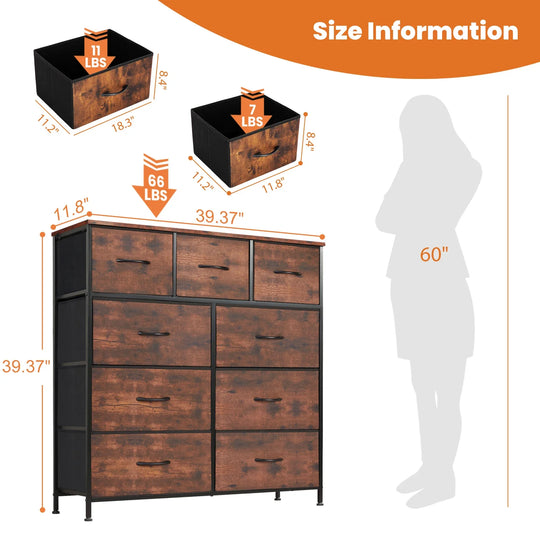 StorMax® 9-Drawer Fabric Dresser