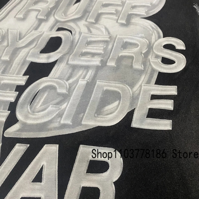 Men's Clothing Who Decides War T-shirts American Street Loose Washed Black Do Old Tops Breathable Cotton WDW Short Sleeve