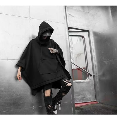 ARENS Techwear Black Oversized Hoodies Sweatshirt Baggy Trench Coat Anorak Men Goth Punk Japanese Streetwear Hip Hop Gothic