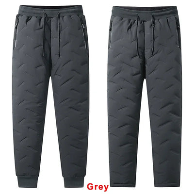 Winter Zip Pockets Thicken Fleece Sweatpants Men Joggers Black Grey Down Cotton Warm Pants Male Water Proof Thermal Trousers 7XL