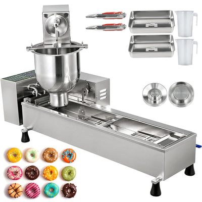 VEVOR Commercial Automatisk Donut Maker Machine 7L Hopper Rostfritt stål Donut Maker 3 storlekar Formar Fritös Köksapparater