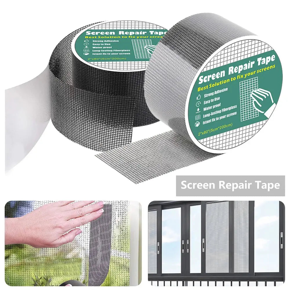 The Instafix Self-Adhesive Window Screen tape Window Mosquito Net Repair Tape Waterproof Self Adhesive Window Screen Repair Patch Strong Anti-Insect Mesh Broken Holes Repair Everrd