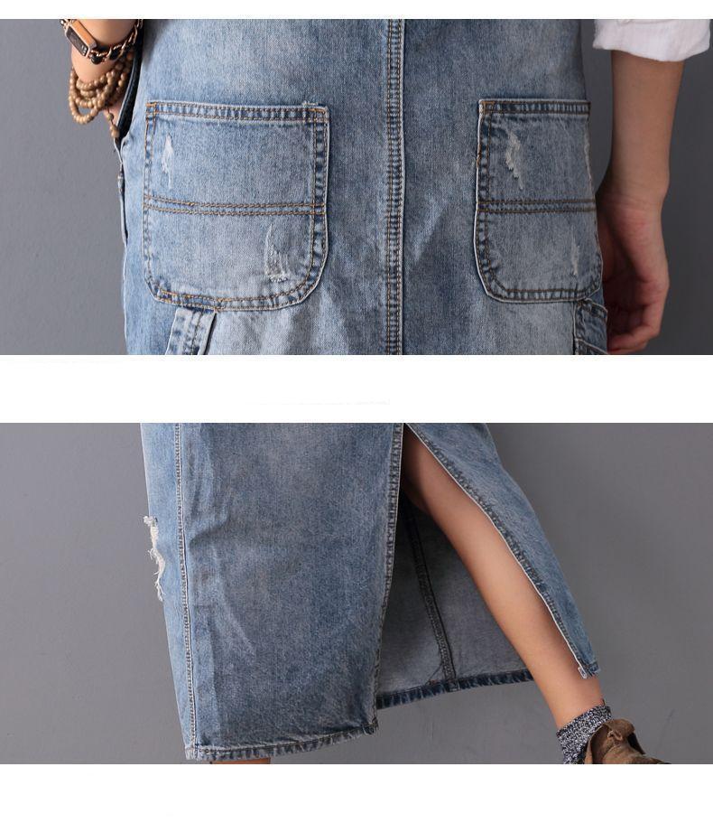 Ripped Denim Overall Dress - EVERRD USA