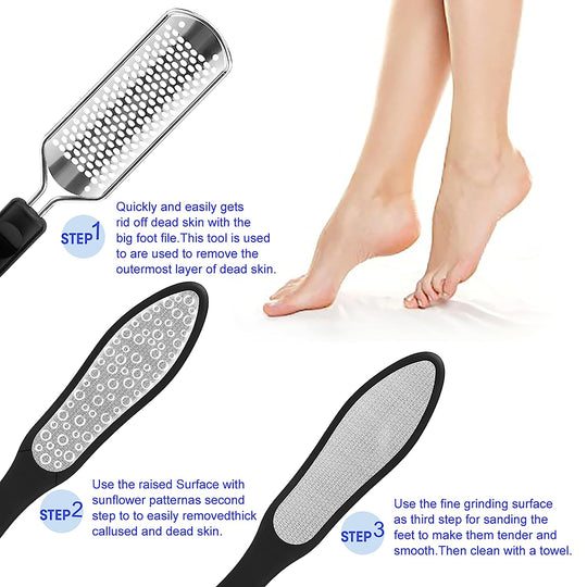 Foot File Professional Pedicure Rasp Cracked Skin Corns Callus Remover for Extra Smooth and Beauty Foot 2PCS