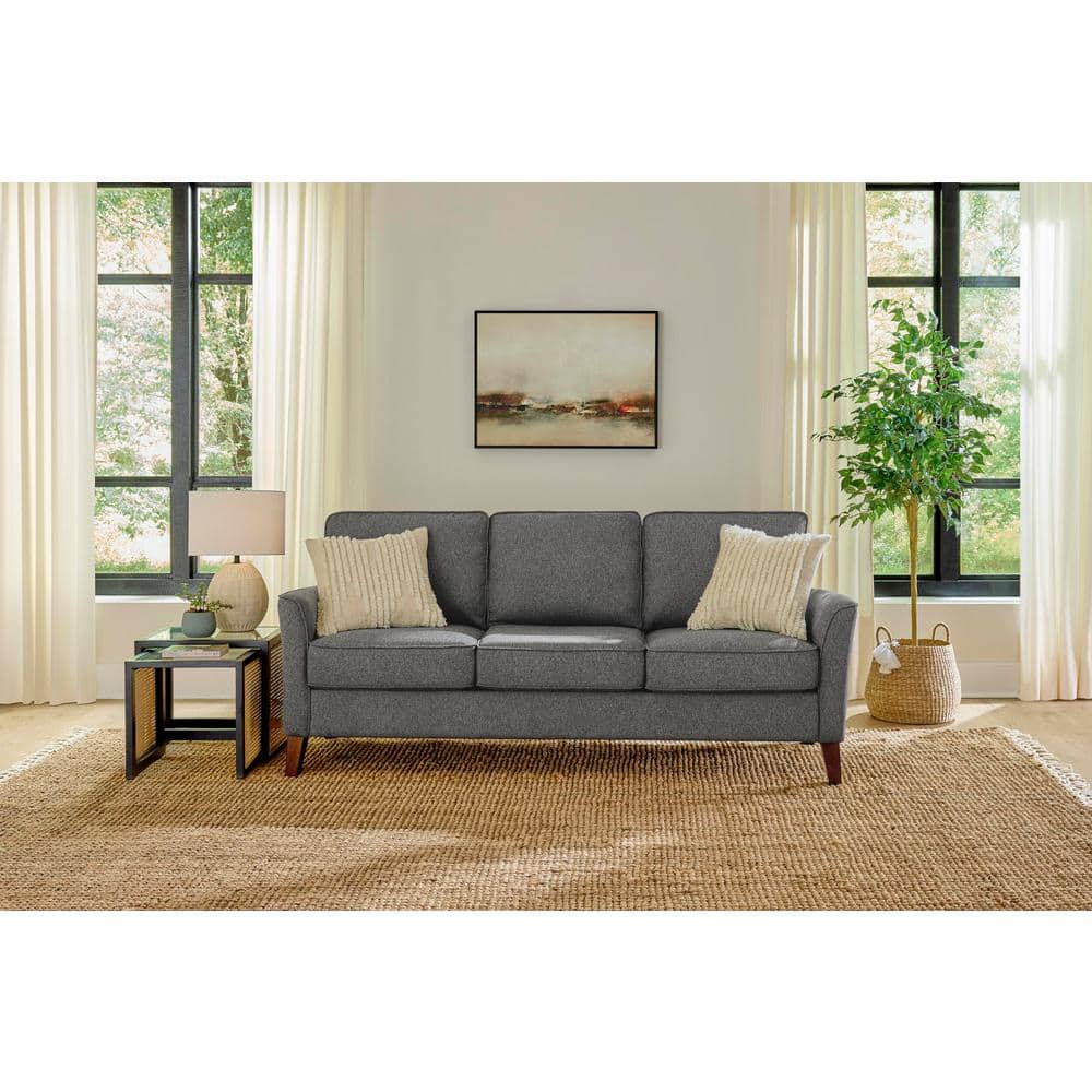 Doherty 79.9 In. Flared Arm Upholstered Sofa in Charcoal Grey