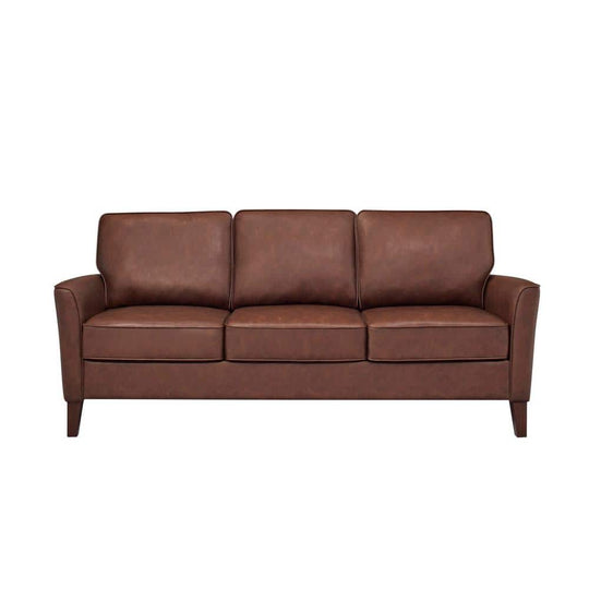 Doherty 79.9 In. Flared Arm Faux Leather Sofa in Chestnut Brown