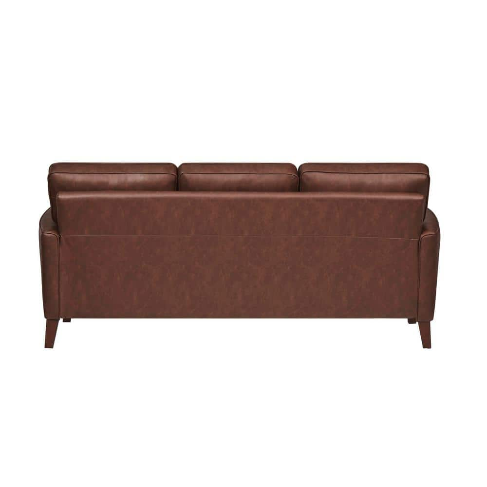 Doherty 79.9 In. Flared Arm Faux Leather Sofa in Chestnut Brown