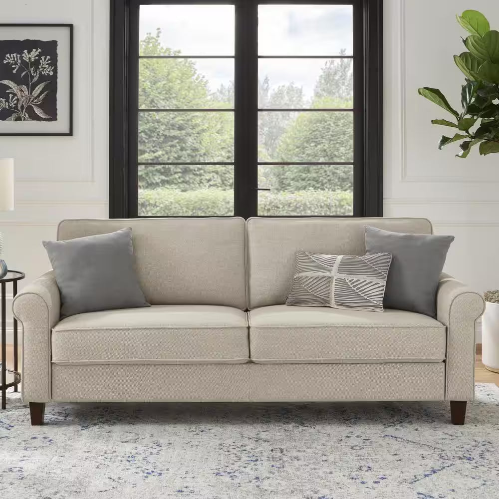 Briarwood 81.5 In. Classic Rolled-Arm Fabric Sofa in Sand Beige