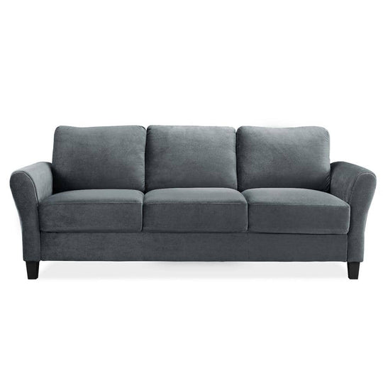 Wesley 80.3 In. round Arm Polyester Rectangle 3-Seater Sofa in Dark Grey