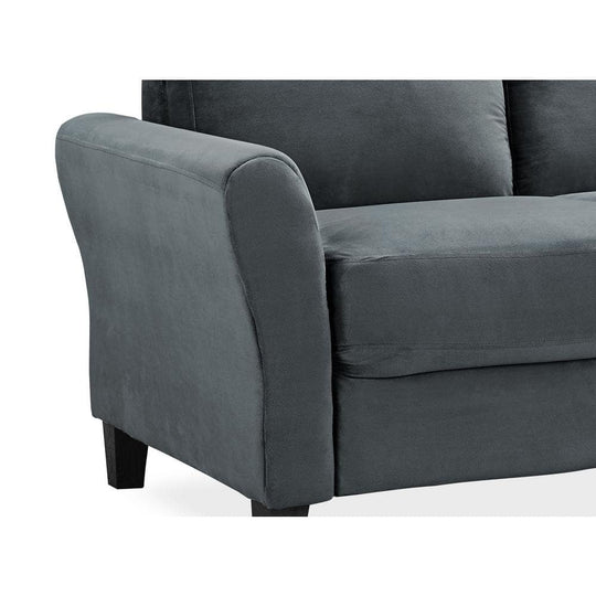 Wesley 80.3 In. round Arm Polyester Rectangle 3-Seater Sofa in Dark Grey