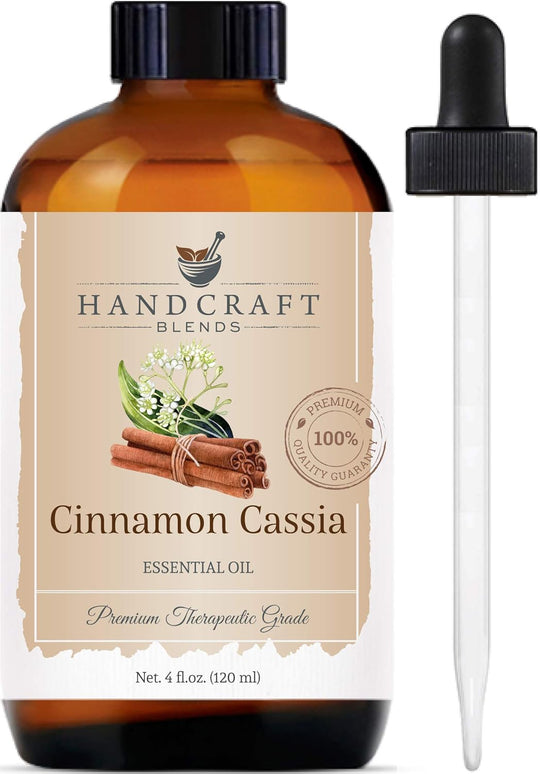 Handcraft Cinnamon Cassia Essential Oil - 100% Pure & Natural - Premium Therapeutic Grade with Premium Glass Dropper - Huge 4 Fl. Oz