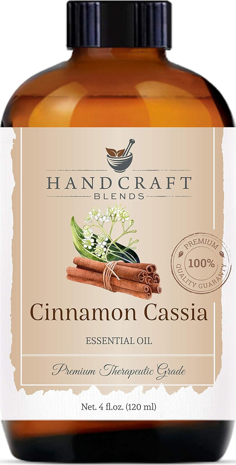 Handcraft Cinnamon Cassia Essential Oil - 100% Pure & Natural - Premium Therapeutic Grade with Premium Glass Dropper - Huge 4 Fl. Oz