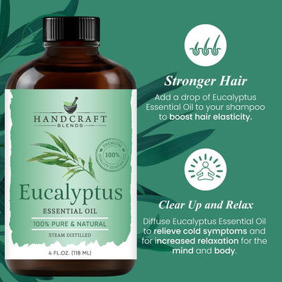 Eucalyptus Essential Oil - Huge 4 Fl Oz - 100% Pure and Natural - Premium Grade Essential Oil for Diffuser and Aromatherapy