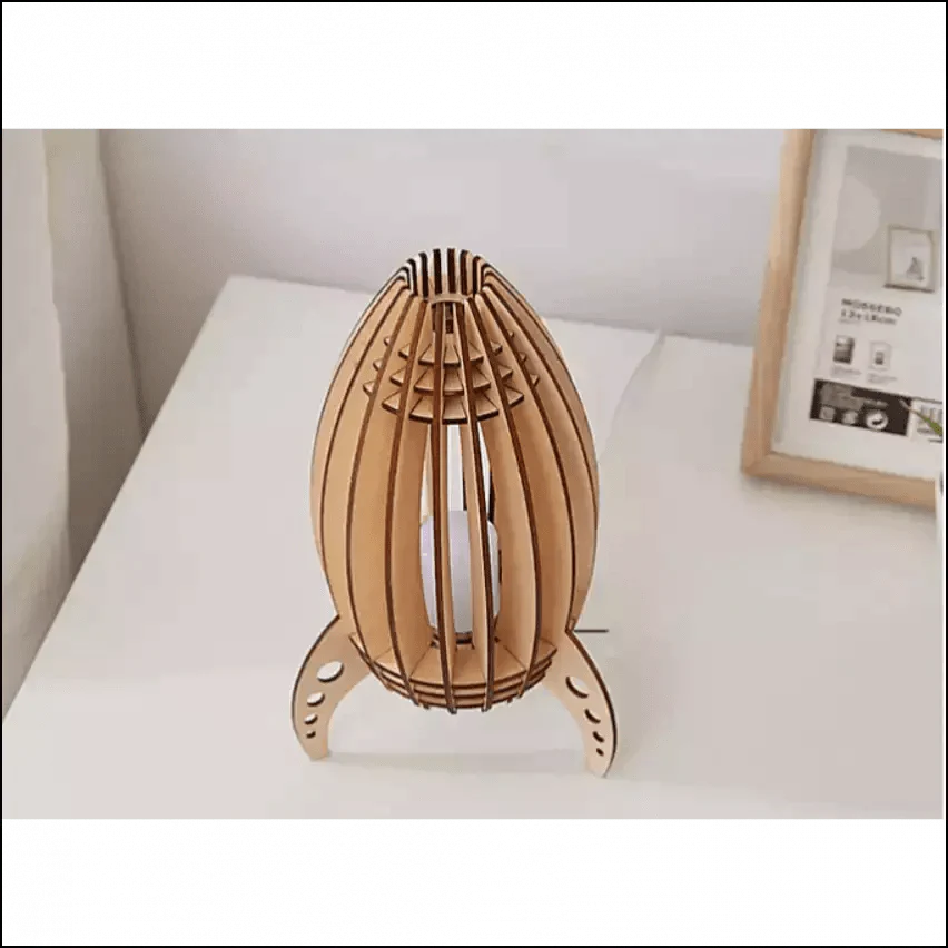 Handcrafted Beech Carving Space Rocket Lamp - EVERRD USA