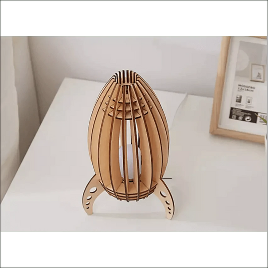 Handcrafted Beech Carving Space Rocket Lamp - EVERRD USA