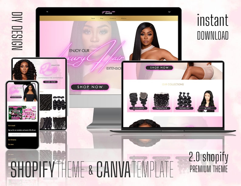 Luxury and Elegant Premade Website Shopify and wix - Beauty Boutique design for Hair, Makeup and more Online Stores - EVERRD USA